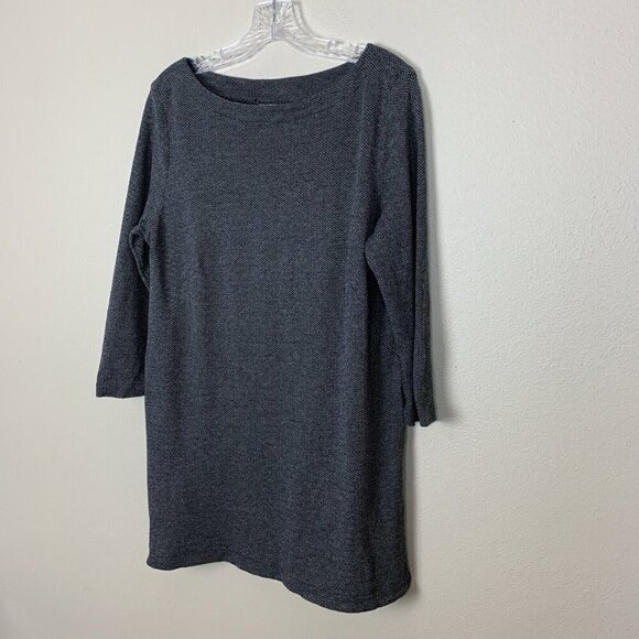 J. Jill Ponte Knit Tunic Top Womens Size M Gray Herringbone Boat Neck 3/4 Sleeve - Picture 4 of 15